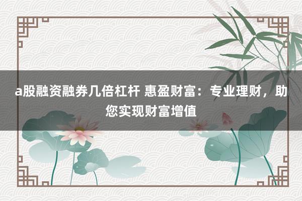 a股融资融券几倍杠杆 惠盈财富：专业理财，助您实现财富增值