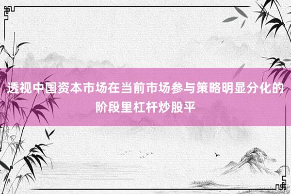 透视中国资本市场在当前市场参与策略明显分化的阶段里杠杆炒股平