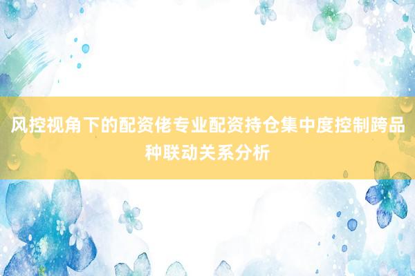 风控视角下的配资佬专业配资持仓集中度控制跨品种联动关系分析