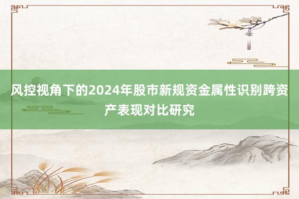 风控视角下的2024年股市新规资金属性识别跨资产表现对比研究