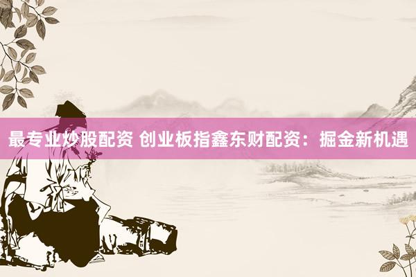 最专业炒股配资 创业板指鑫东财配资：掘金新机遇