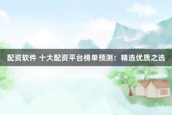 配资软件 十大配资平台榜单预测：精选优质之选